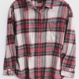 Eddie Bauer Red and White Plaid Casual Shirt